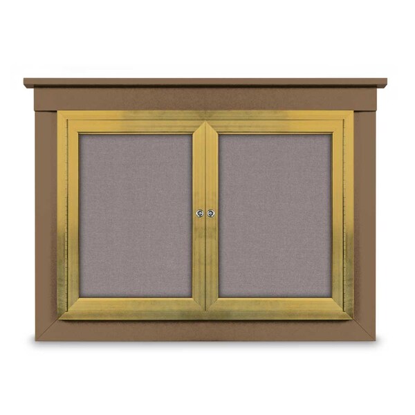 18"x24" 1-Door Enclosed Letterboard, Header, Blue Felt/Lt Oak